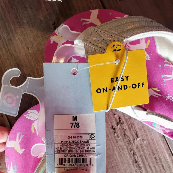 NWT Cat & Jack Horse Unicorn Flip Flops Sandals Pink White Little Girls Size 7/8 - Picture 11 of 12